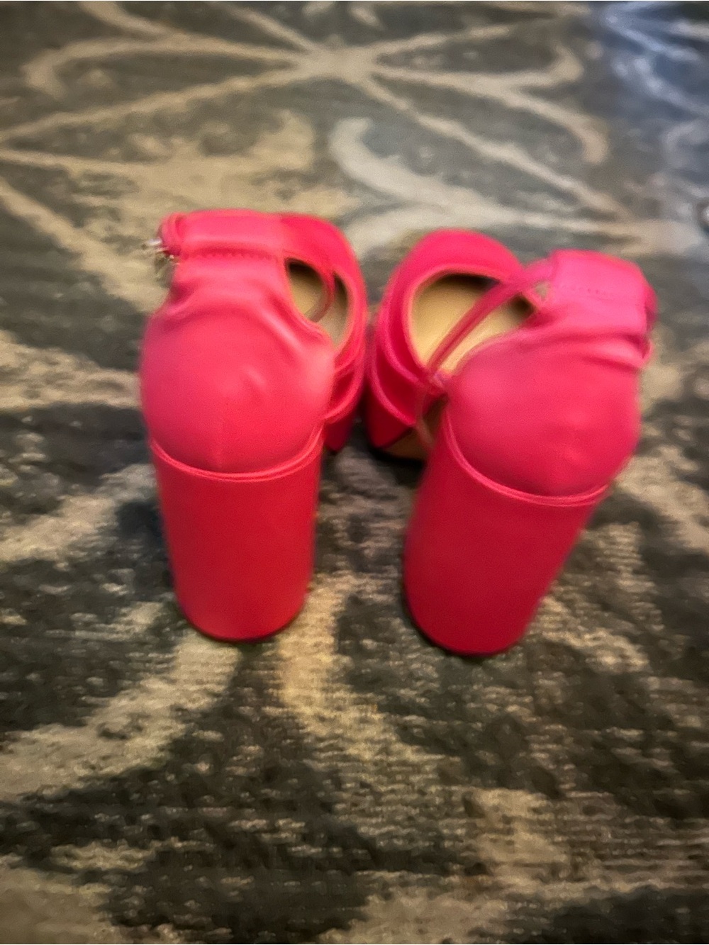 Steve Madden Fuchsia Platform Block Heel Pumps with Ankle Strap - Picture 4 of 5